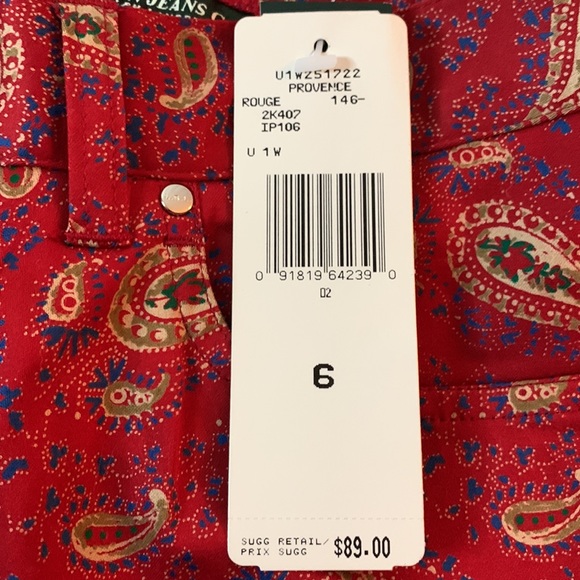 RALPH LAUREN PAISLEY PRINT RED STRETCH JEANS - Picture 9 of 9